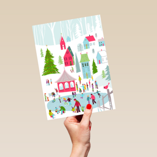 Kinderpostzegels ijsbaan dorp