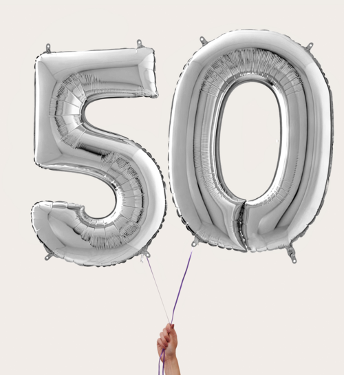 Cijferballon 50 Jaar Zilver XL