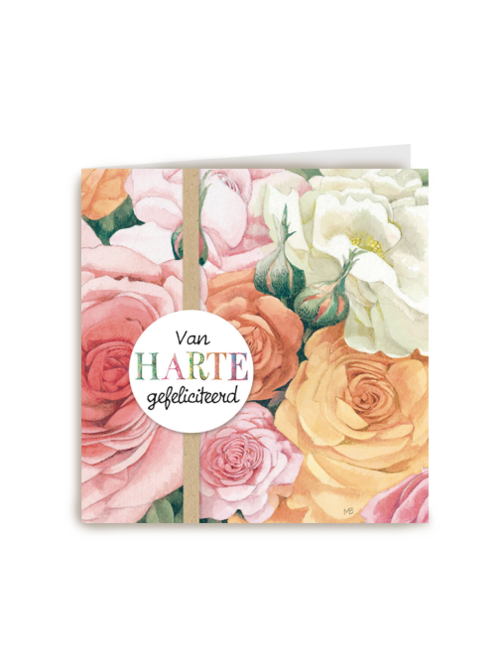 marjolein bastin van harte gefeliciteerd gekleurde bloemen