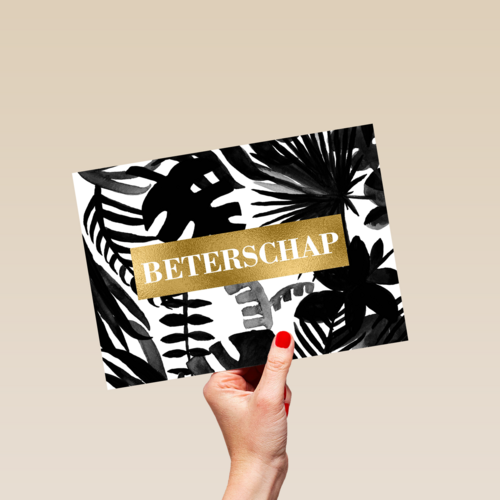 Beterschapskaart zwart wit planten