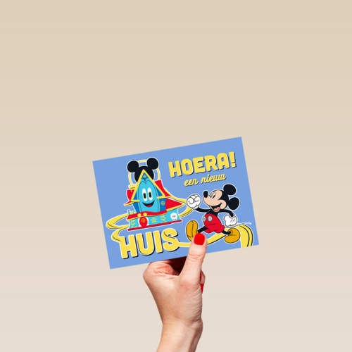 Mickey Mouse kaart hoera een nieuw huis