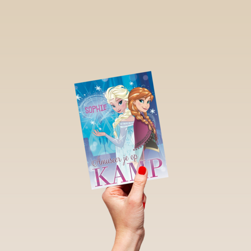 op kamp kaart met de mooie anna en elsa