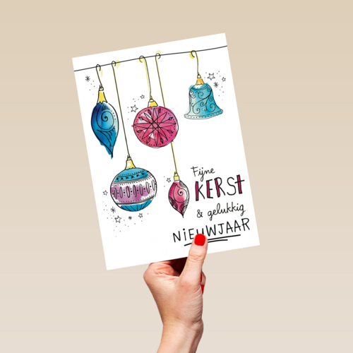kerstkaart Fijne kerst en gelukkig NIEUWJAAR