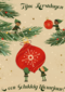 kerstkaart elven die kerstboom optuigen