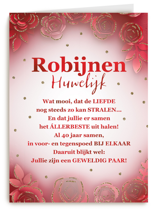 Huwelijkskaart Robijnen huwelijk