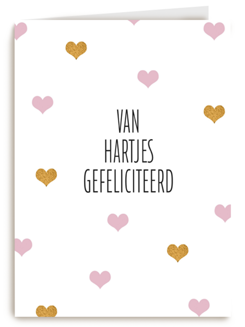gefeliciteerd kaart vrouw van hartjes gefeliciteerd