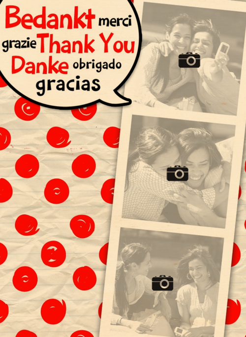 Houten Kaart | Fotokaart Rode Stippen Bedankt Thank You Danke