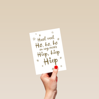 kerstkaart sterren Heel veel ho ho ho en meer hiep hiep hiep