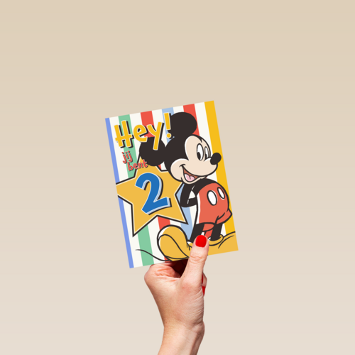 Hey jij bent 2 Mickey Mouse verjaardagskaart