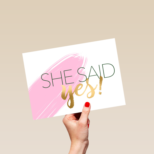 Verloofdkaart Engels She said yes