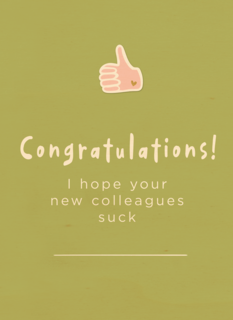 nieuwe baan kaart grappig collegas