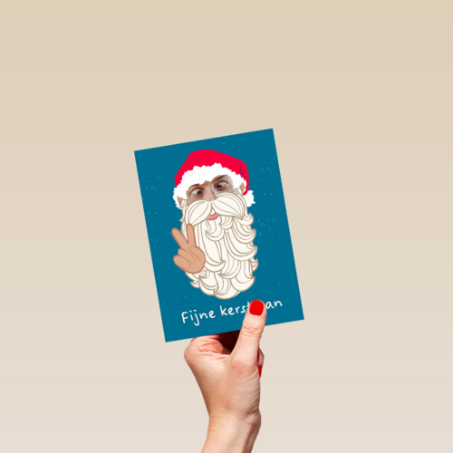 grappige fotokerstkaart met kerstman