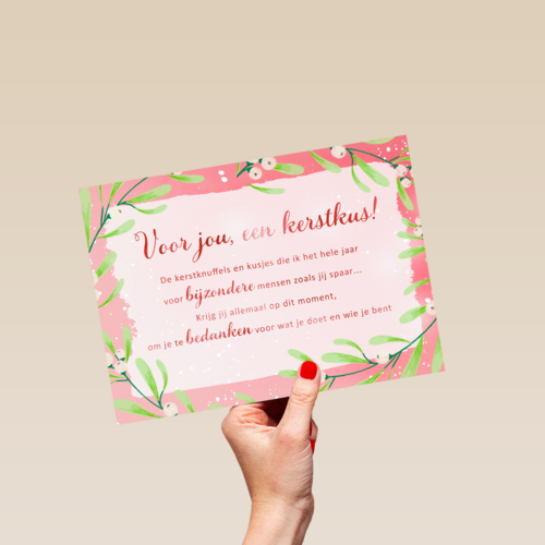 Kerstkaart speciale momenten Voor jou een kerstkus