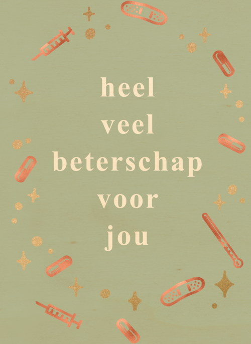 Houten Kaart Beterschapskaarten | Houten Kaart Hallmark | Beterschapskaarten | Heel Veel Beterschap Voor Jou Groen