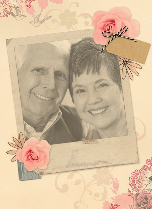 Houten Kaart Huwelijksjubileum | Houten Kaart Hallmark | Huwelijksjubileum | Roze Rozen Met Fotolijst