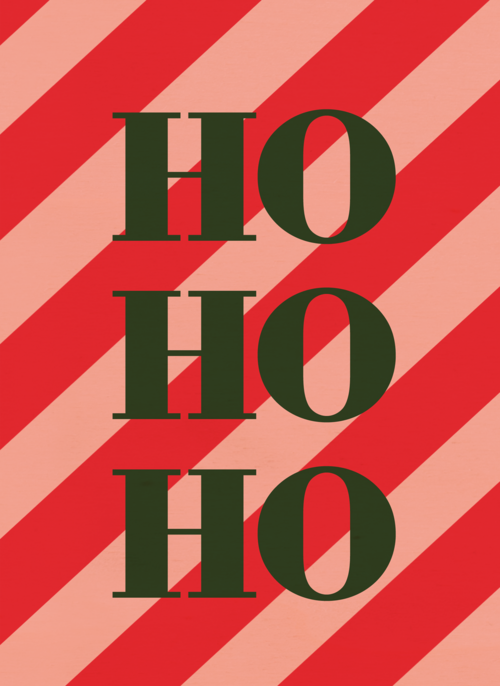 Houten kaart Kerst | Hallmark | Houten kaart Kerst | Hallmark | Kerstkaart hohoho op rood roze achtergrond