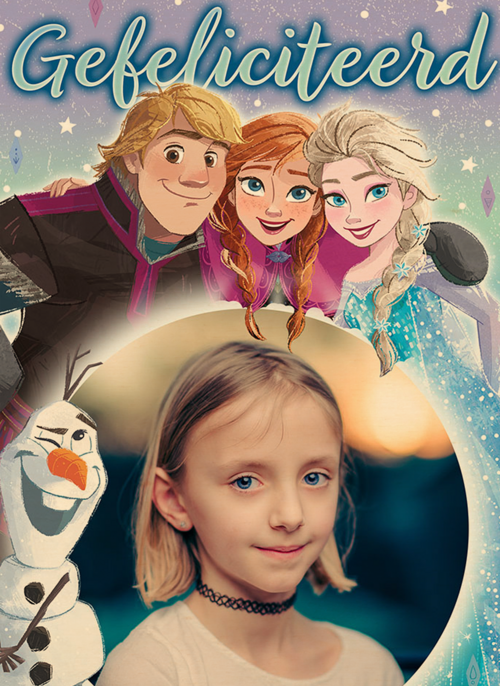 Frozen foto verjaardagskaart Elsa Anna Olaf Sven