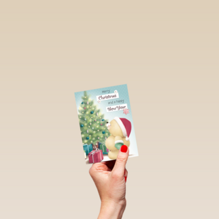 beertje naast de kerstboom