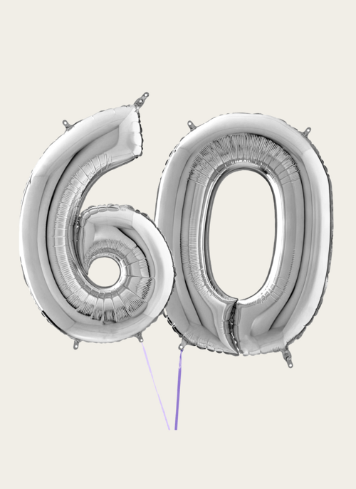 Hallmark Cijferballon 60 Jaar Zilver XL |  Cadeau Ballonnen |