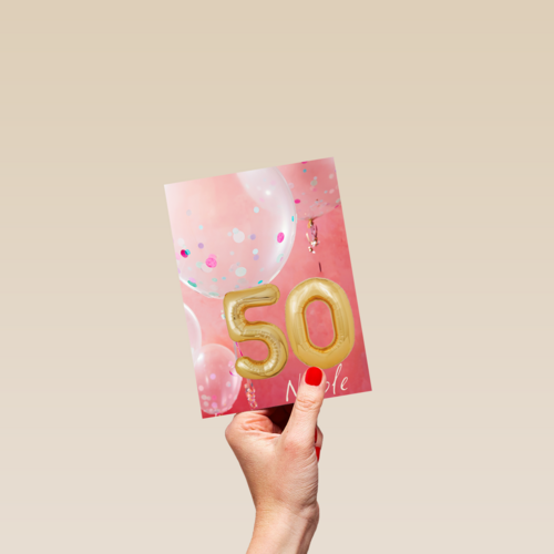 verjaardag kaart leeftijd 50 vrouw ballon
