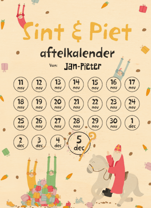Houten kaart Sinterklaas | Hallmark |  Houten kaart Hallmark | Sinterklaas | Sinterklaaskaart Sint en piet aftelkalender