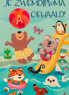 zwemdiploma kaart dieren zwembad
