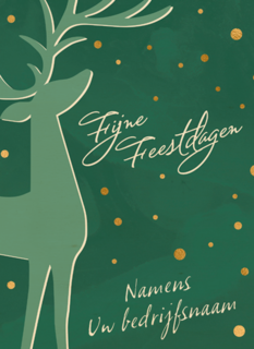 kerstkaart met rendier op groene achtergrond