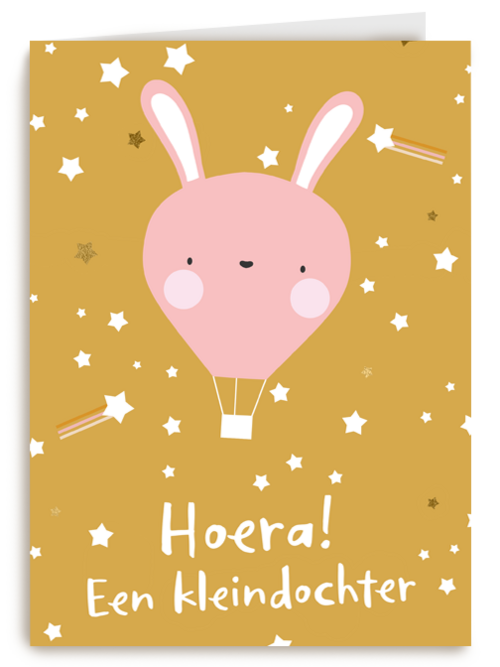 Hoera een kleindochter Roze konijn ballon