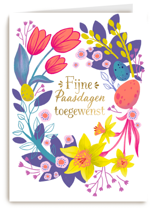 pasen kaart klassiek fijne paasdagen toegewenst