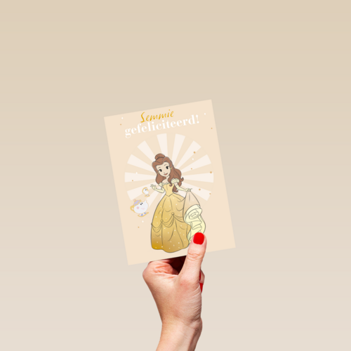 disney prinses kaart verjaardag gefeliciteerd belle