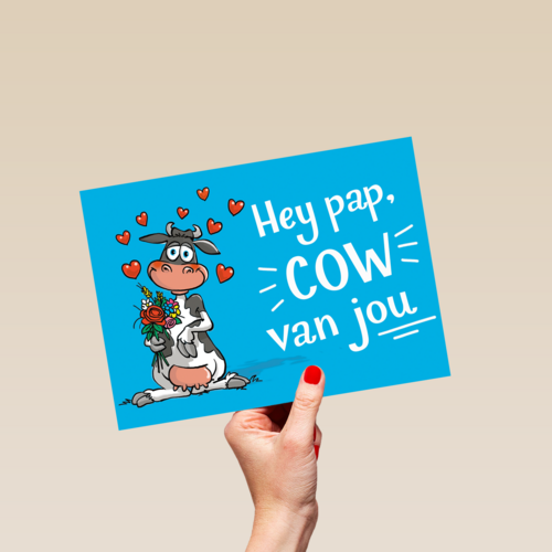 vaderdag kaart grappig hey pap cow van jou