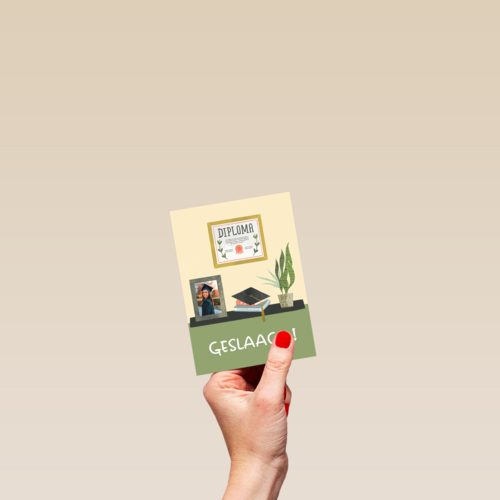 geslaagd fotokaart bureau met foto