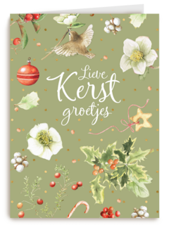 kerstkaart marjolein bastin lieve kerst groetjes vogeltje