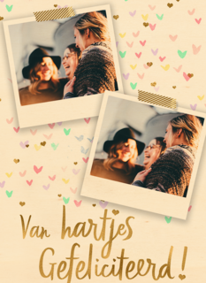verjaardag kaart foto van hartjes gefeliciteerd