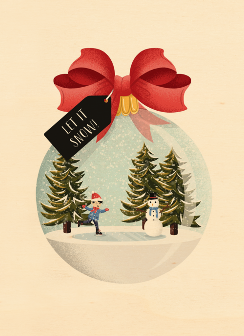 Houten kaart Kerst | Hallmark | Houten kaart Kerst | Hallmark | Kerstbal met landschap