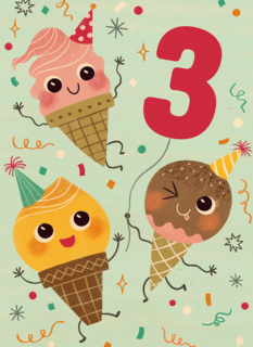 Verjaardagskaart ijsjes en leeftijd
