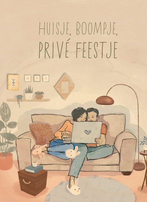 Houten Kaart Samenwonen | Houten Kaart Hallmark | Samenwonen | Samenwonen Kaart Huisje Boompje Prive Feestje