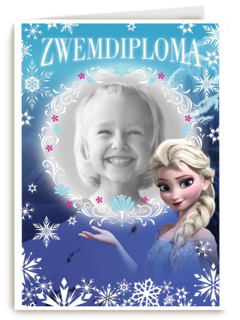 fotokaart zwemdiploma disney frozen gefeliciteerd