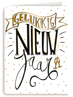 nieuwjaarskaart hip handgeschreven tekst