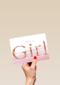 its a girl with metallic text