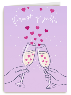 Proost op jullie hartjes bubbels