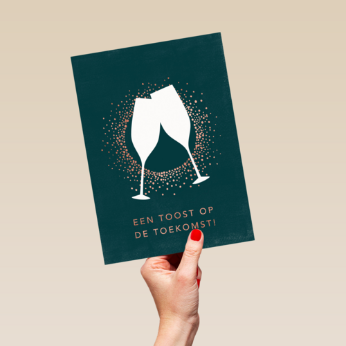 Kerstkaart zakelijk Champagneglazen