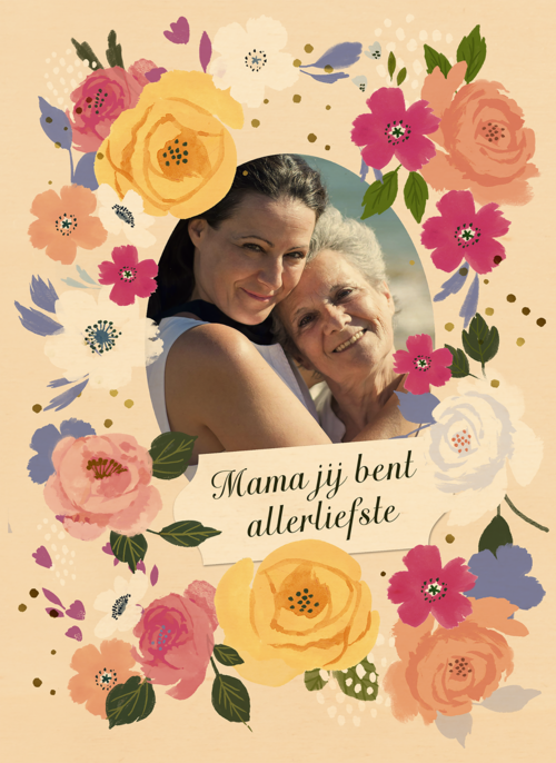 Houten Kaart Moederdag | Houten Kaart Hallmark | Moederdag | Mama Allerliefste Bloemen Fotokaart