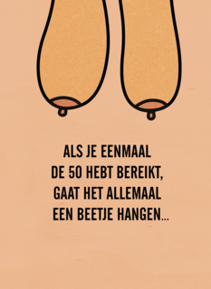 Verjaardagskaart grappig vrouw hangende borsten