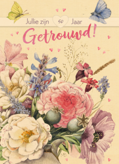 Huwelijkskaart 50 jaar getrouwd Marjolein Bastin