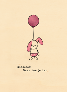 Geboortefelicitatie kiekeboe konijn roze