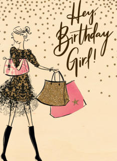 Verjaardagskaart tiener meisje en jonge vrouw Hey birthday girl