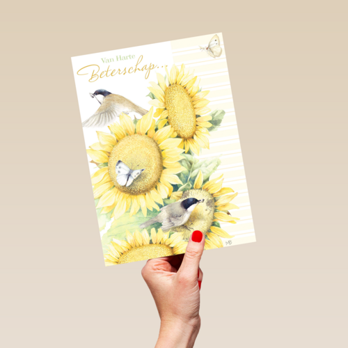 zonnebloemen met mus beterschap