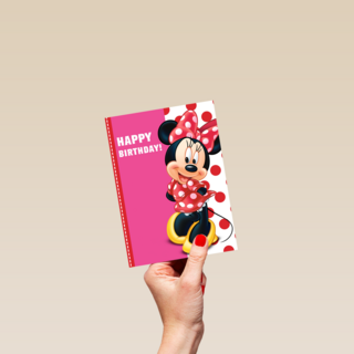 minnie mouse in jurk met rode stippen