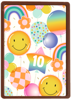 Verjaardagskaart smiley ballonnen met leeftijd